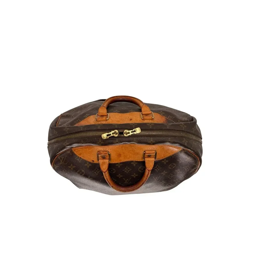 Louis Vuitton Monogram Canvas Evasion MM Travel Bag Brown Leather Weekend Duffel